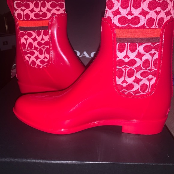 Coach Red Rivington Rubber Rainboots - Picture 4 of 7